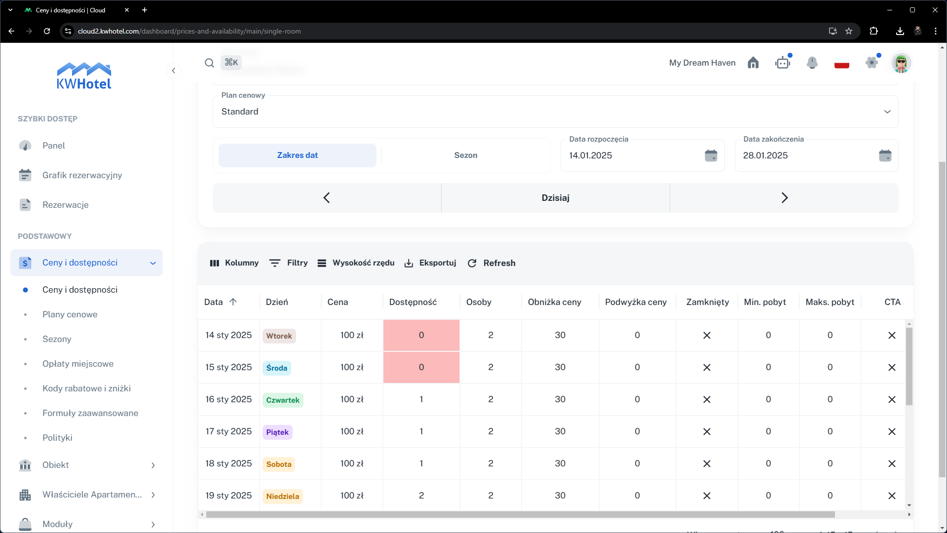 Ceny i dostępności